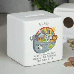 Personalised Noahs Ark Ceramic Square Money Box -PERSONALISE STORE p100514 2