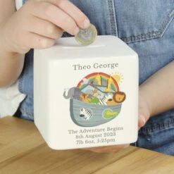 Personalised Noahs Ark Ceramic Square Money Box -PERSONALISE STORE p100514 3
