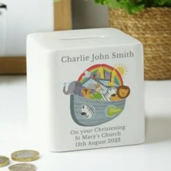 Personalised Noahs Ark Ceramic Square Money Box -PERSONALISE STORE p100514 5