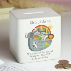 Personalised Noahs Ark Ceramic Square Money Box -PERSONALISE STORE p100514 6