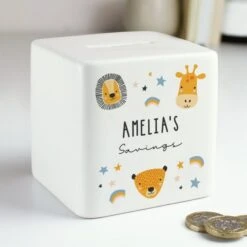 Personalised Scandi Safari Animals Ceramic Square Money Box 8 Personalised Scandi Safari Animals Ceramic Square Money Box -PERSONALISE STORE p100516 2