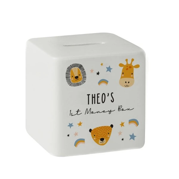Personalised Scandi Safari Animals Ceramic Square Money Box 5 Personalised Scandi Safari Animals Ceramic Square Money Box - Image 5