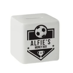 Personalised Football Badge Ceramic Square Money Box -PERSONALISE STORE p100520 4