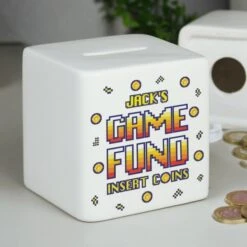 Personalised Gaming Fund Ceramic Square Money Box -PERSONALISE STORE p100521 2
