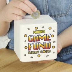 Personalised Gaming Fund Ceramic Square Money Box -PERSONALISE STORE p100521 3