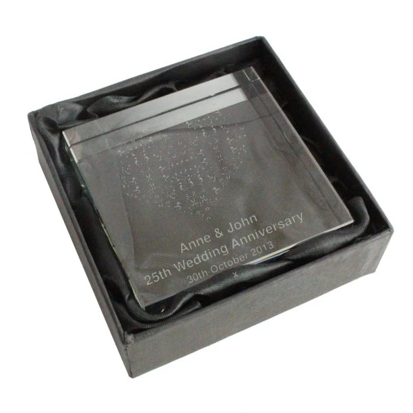 Personalised Damask White Heart Crystal Token 4 Personalised Damask White Heart Crystal Token - Image 4