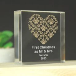 Personalised Gold Damask Heart Crystal Token -PERSONALISE STORE p1007b08 5