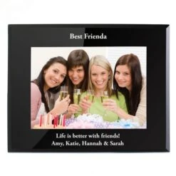 Personalised 5x7 Landscape Black Glass Photo Frame -PERSONALISE STORE p1007b14 5