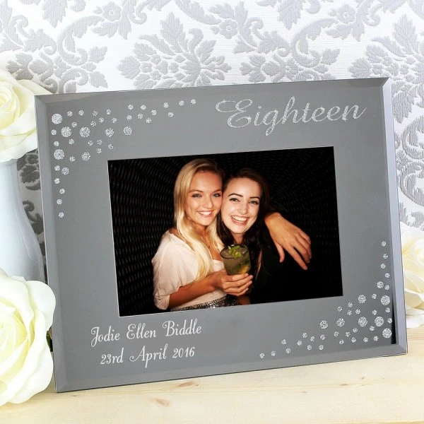 Personalised Eighteen Diamante 6x4 Glass Photo Frame 2 Personalised Eighteen Diamante 6x4 Glass Photo Frame - Image 2