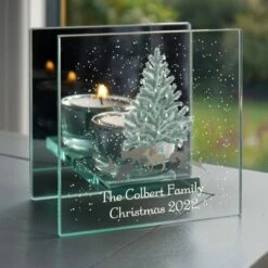 Personalised A Winter's Night Mirrored Glass Tea Light Candle Holder -PERSONALISE STORE p1007c09 2