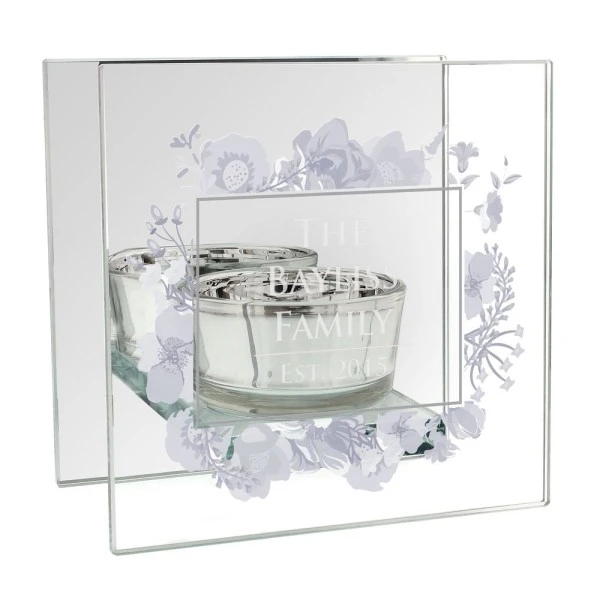 Personalised Soft Watercolour Mirrored Glass Tea Light Candle Holder 2 Personalised Soft Watercolour Mirrored Glass Tea Light Candle Holder - Image 2