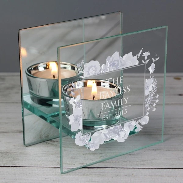 Personalised Soft Watercolour Mirrored Glass Tea Light Candle Holder 6 Personalised Soft Watercolour Mirrored Glass Tea Light Candle Holder - Image 6