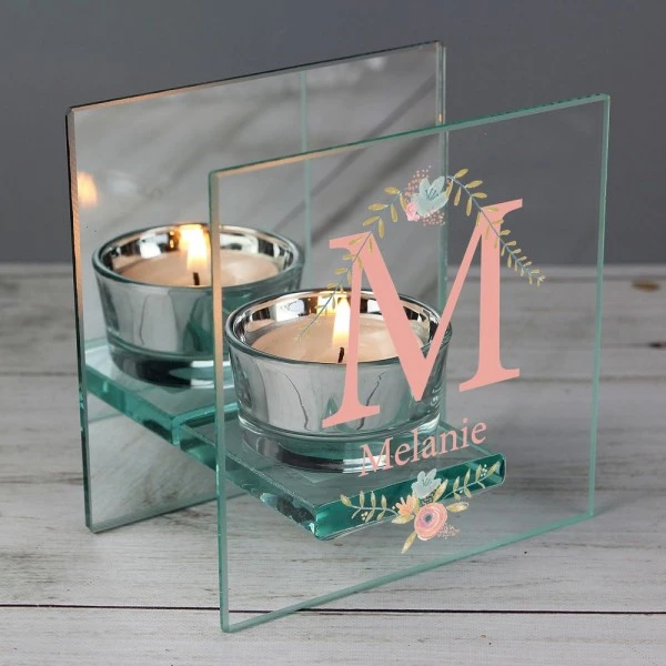 Personalised Floral Bouquet Mirrored Glass Tea Light Candle Holder 6 Personalised Floral Bouquet Mirrored Glass Tea Light Candle Holder - Image 6