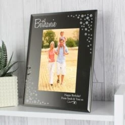 Personalised Swirls & Hearts Diamante 6x4 Glass Photo Frame -PERSONALISE STORE p1007c41 2