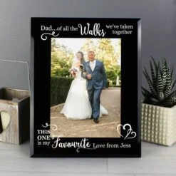Personalised Of All The Walks... Wedding 5x7 Black Glass Photo Frame