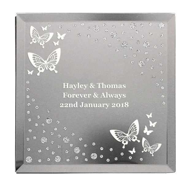 Personalised White Butterfly Diamante Glass Trinket Box 2 Personalised White Butterfly Diamante Glass Trinket Box - Image 2