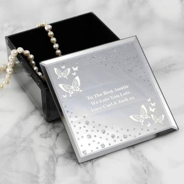 Personalised White Butterfly Diamante Glass Trinket Box 4 Personalised White Butterfly Diamante Glass Trinket Box - Image 4