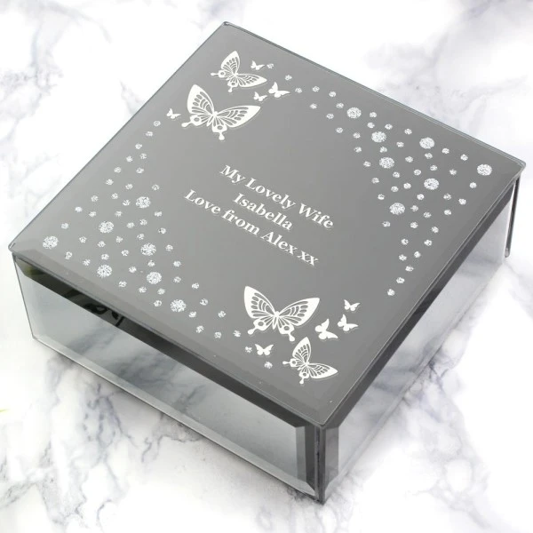 Personalised White Butterfly Diamante Glass Trinket Box 5 Personalised White Butterfly Diamante Glass Trinket Box - Image 5