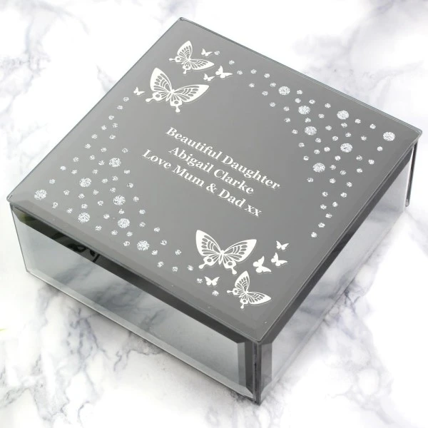 Personalised White Butterfly Diamante Glass Trinket Box 7 Personalised White Butterfly Diamante Glass Trinket Box - Image 7