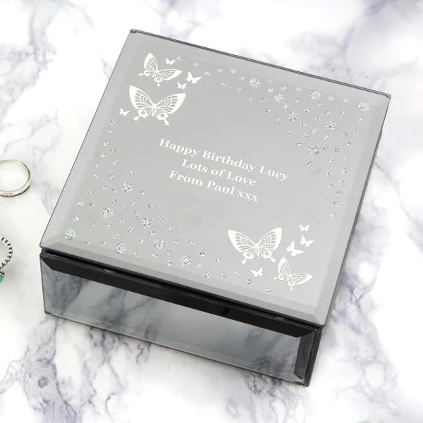 Personalised White Butterfly Diamante Glass Trinket Box 8 Personalised White Butterfly Diamante Glass Trinket Box - Image 8