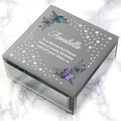 Personalised Floral Butterfly Diamante Glass Trinket Box -PERSONALISE STORE p1007c57 2