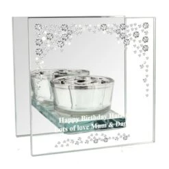 Personalised Diamante Mirrored Glass Tea Light Candle Holder -PERSONALISE STORE p1007c61 3