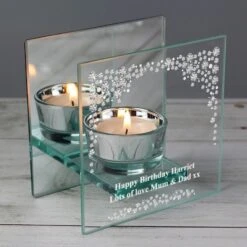 Personalised Diamante Mirrored Glass Tea Light Candle Holder -PERSONALISE STORE p1007c61 5