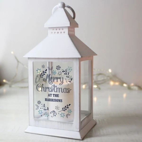 Personalised Christmas Frost White Lantern 1 Personalised Christmas Frost White Lantern