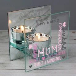Personalised Mum Mirrored Glass Tea Light Holder -PERSONALISE STORE p1007c88 2
