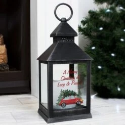 Personalised "Driving Home For Christmas" Rustic Black Lantern -PERSONALISE STORE p1007c91 5