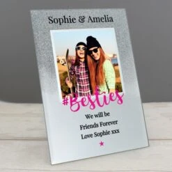 Personalised "Bestie" 4x4 Glitter Glass Photo Frame