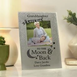 Personalised To The Moon And Back 4x4 Glitter Glass Photo Frame -PERSONALISE STORE p1007d05 2