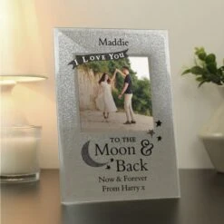 Personalised To The Moon And Back 4x4 Glitter Glass Photo Frame -PERSONALISE STORE p1007d05 3