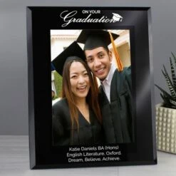 Personalised Graduation Black Glass 5x7 Photo Frame -PERSONALISE STORE p1007d10 2