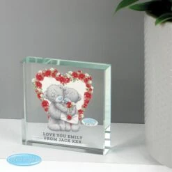 Personalised Me To You Rose Heart Crystal Token