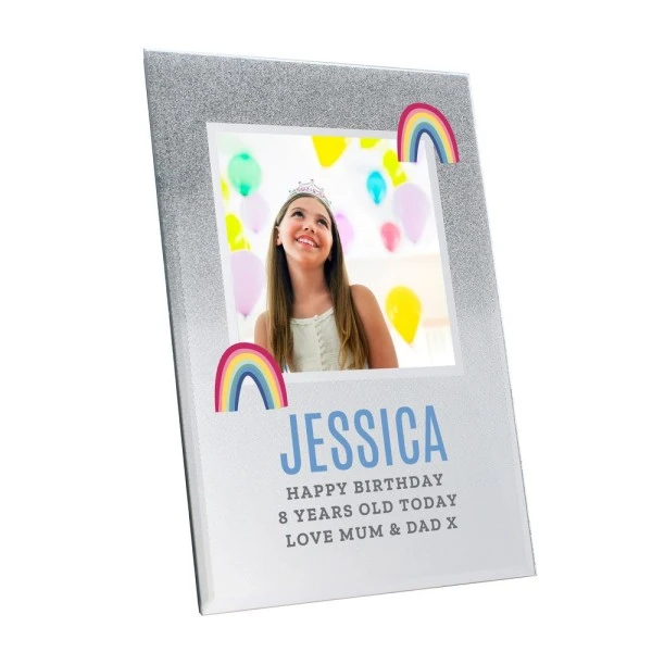 Personalised Rainbow 4x4 Glitter Glass Photo Frame 2 Personalised Rainbow 4x4 Glitter Glass Photo Frame - Image 2