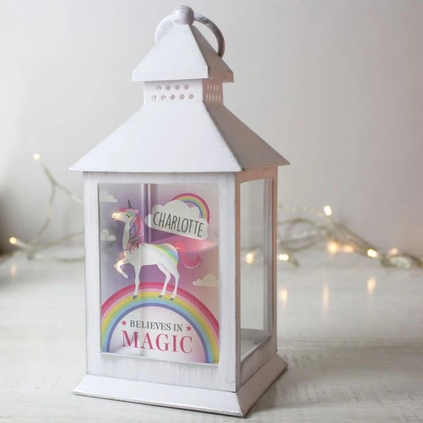Personalised Unicorn Frost White Lantern 1 Personalised Unicorn Frost White Lantern