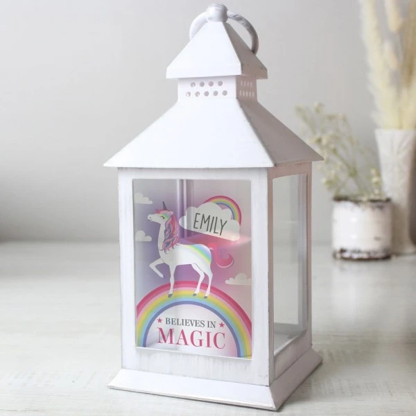 Personalised Unicorn Frost White Lantern 2 Personalised Unicorn Frost White Lantern - Image 2
