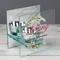 Personalised In Loving Memory Christmas Mirrored Glass Tea Light Candle Holder -PERSONALISE STORE p1007d43 2