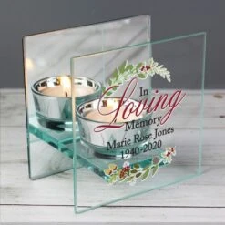 Personalised In Loving Memory Christmas Mirrored Glass Tea Light Candle Holder -PERSONALISE STORE p1007d43 3