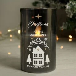 Personalised Christmas Smoked Glass LED Candle -PERSONALISE STORE p1007d46 2
