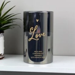 Personalised Love Smoked Glass LED Candle -PERSONALISE STORE p1007d49 2