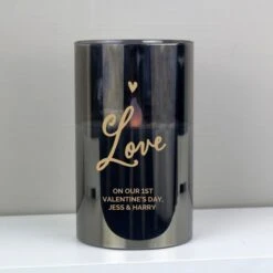 Personalised Love Smoked Glass LED Candle -PERSONALISE STORE p1007d49 3