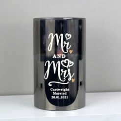 Personalised Mr & Mrs Smoked Glass LED Candle -PERSONALISE STORE p1007d50 2
