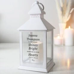 Personalised "Your Light Shines Bright" White Lantern -PERSONALISE STORE p1007d52 2