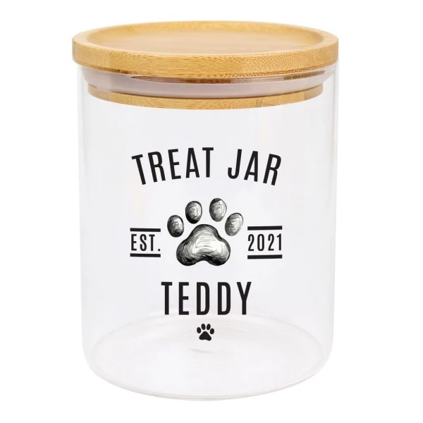 Personalised Pet Treats Glass Jar With Bamboo Lid 2 Personalised Pet Treats Glass Jar With Bamboo Lid - Image 2