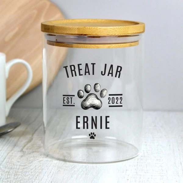Personalised Pet Treats Glass Jar With Bamboo Lid 3 Personalised Pet Treats Glass Jar With Bamboo Lid - Image 3