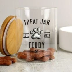 Personalised Pet Treats Glass Jar With Bamboo Lid 7 Personalised Pet Treats Glass Jar With Bamboo Lid -PERSONALISE STORE p1007d73 3