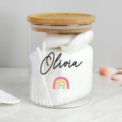 Personalised Rainbow Glass Jar With Bamboo Lid -PERSONALISE STORE p1007d76 2