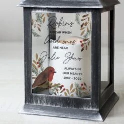 Personalised Robins Appear.. Memorial Black Lantern -PERSONALISE STORE p1007d90 3